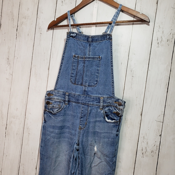 Treasure & Bond Girls Blue Denim Patchwork Overall - Picture 2 of 9